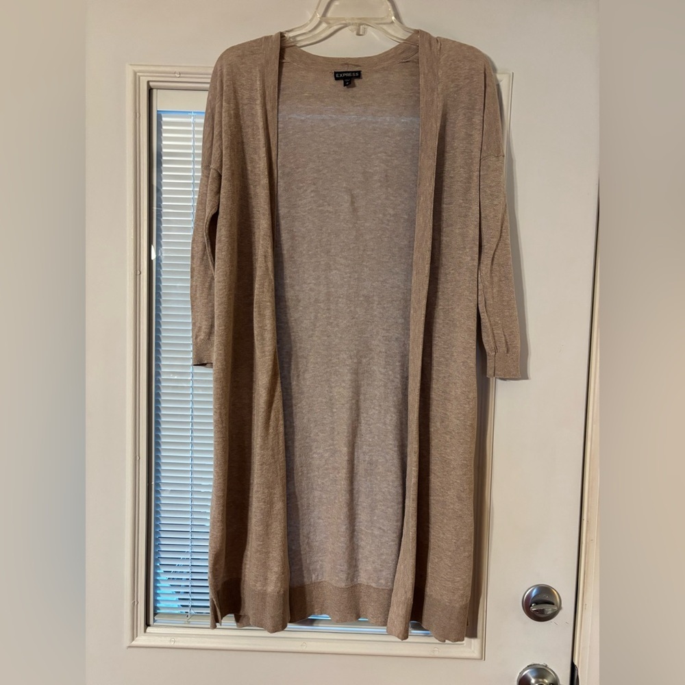 Express Women's Beige Open-Front Cardigan